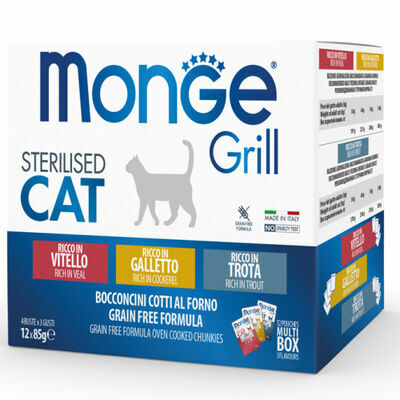 Monge Grill Multipacks Sterilised Veal, Cockerel, Trout 12x85 g