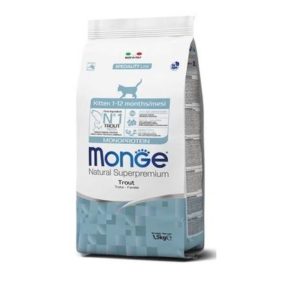 MONGE Kitten Monoprotein Trout 1,5 kg - barība kaķiem