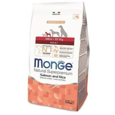 MONGE MINI Adult Salmon and Rice 2,5 kg Dry Dog Food
