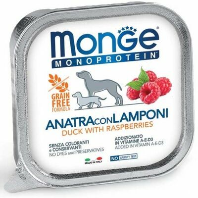 Monge Monoproteinic Fruits Pate duck with raspberries 150 g - konservi suņiem