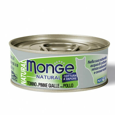 Monge Natural acqua Yellowfin Tuna with Chicken 80 g - konservi kaķiem