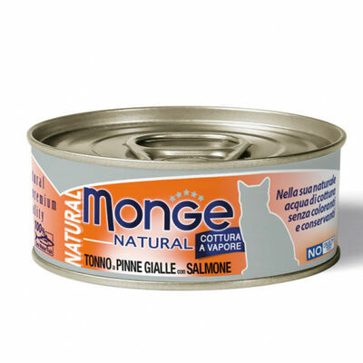 Monge Natural acqua Yellowfin Tuna with Salmon 80 g - konservi kaķiem