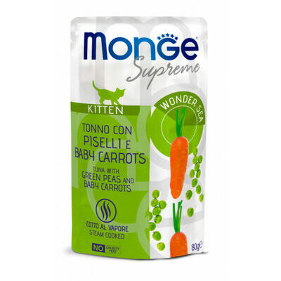 Monge Supreme pouches Tuna with green peas&baby carrot Kitten 80 g