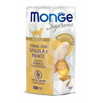 Monge Supreme pouches Tuna with seabass&potatoes Adult 80 g