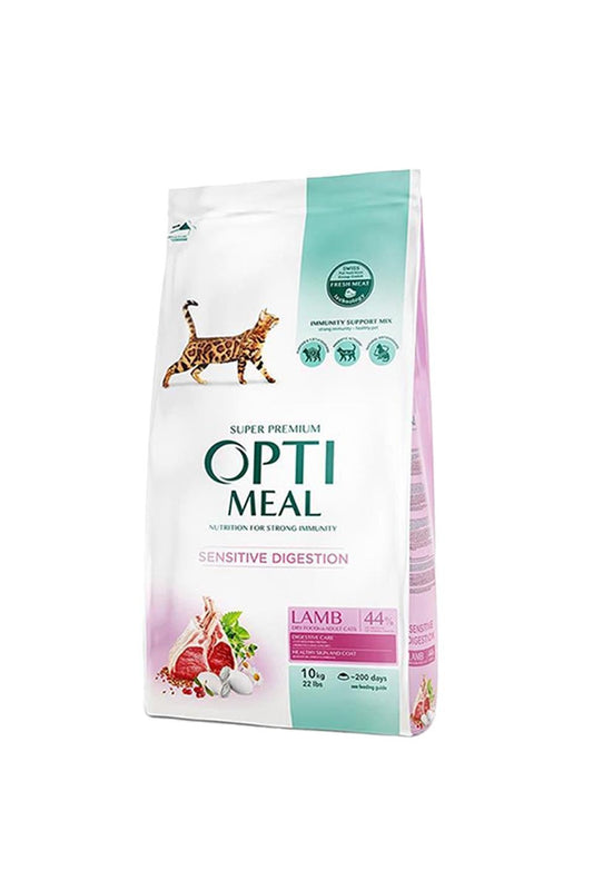 Optimeal For Adult Cats Sensitive Digestion Sausā barība kaķiem ar jēru jūtīgai gremošanas sistēmai, 10kg