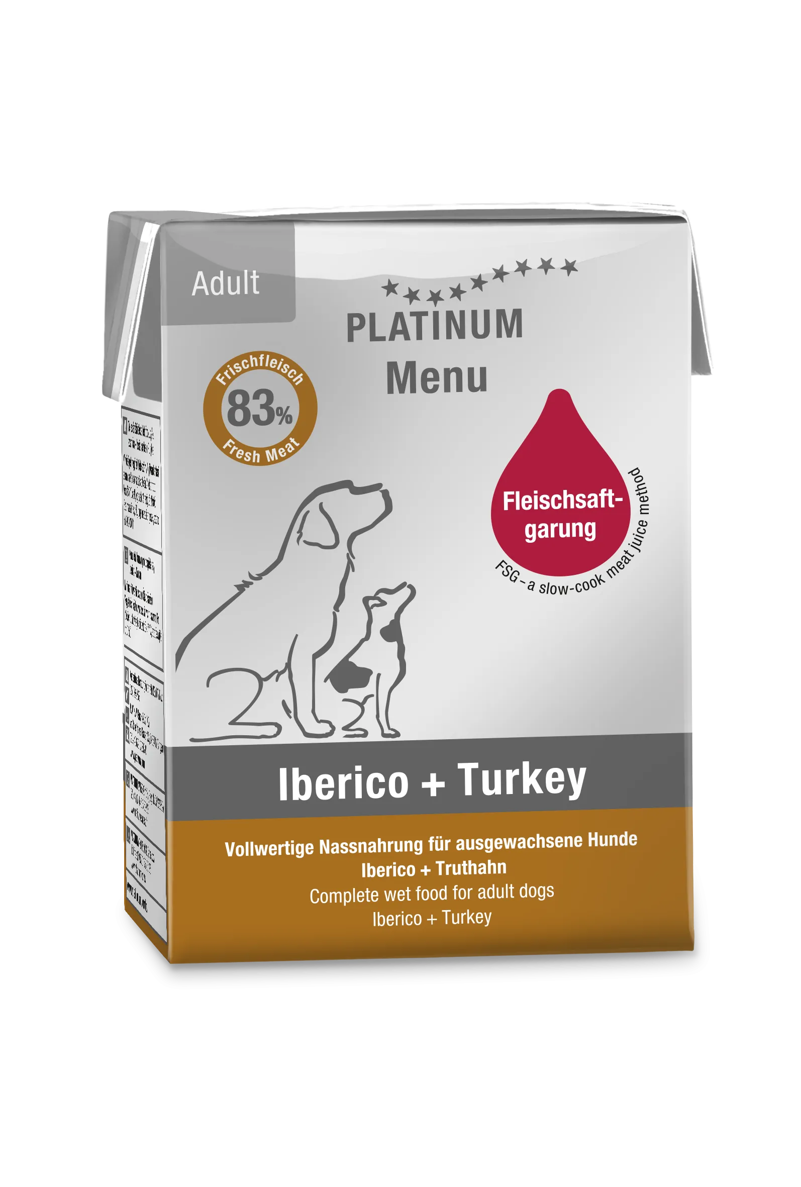 Platinum Menu Nassfutter für Hunde mit Iberico und Truthahn, 375 g