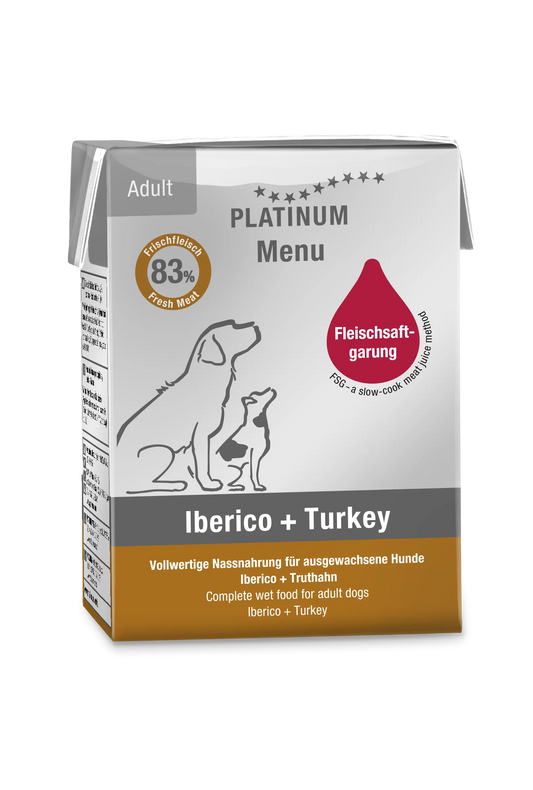 Platinum Menu Wet Dog Food With Iberico and Turkey, 375g