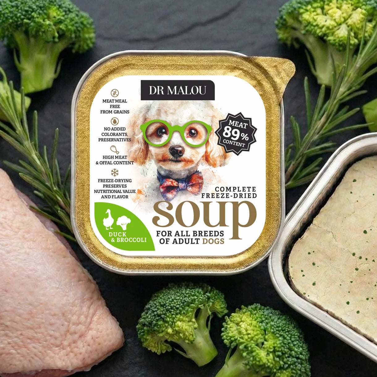 Dr Malou Freeze-Dried Soup for Dogs with Duck & Broccoli, 12 g