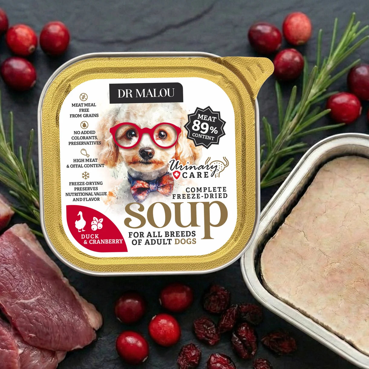 Dr Malou Freeze-Dried Soup for Dogs with Duck & Cranberries Urinary, 12 g