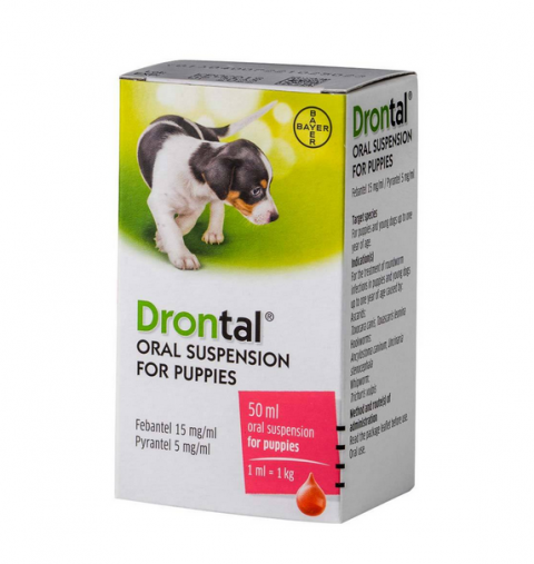 Bayer Drontal® Prettārpu suspensija kucēniem, 50ml