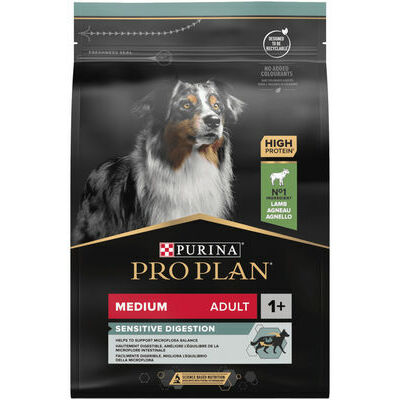 Purina PRO PLAN® Medium Adult Sensitive Digestion Sausā barība vidēja izmēra suņiem ar jēru, 14kg