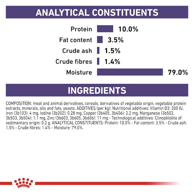 ROYAL CANIN® Veterinary Cat Neutered Maintenance Fines tranches en sauce nourriture humide pour chats, 85 g
