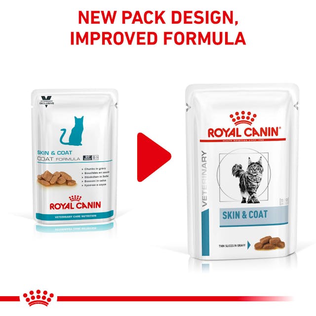 ROYAL CANIN® Veterinary Skin & Coat Thin Slices In Gravy Wet Cat Food, 85 g