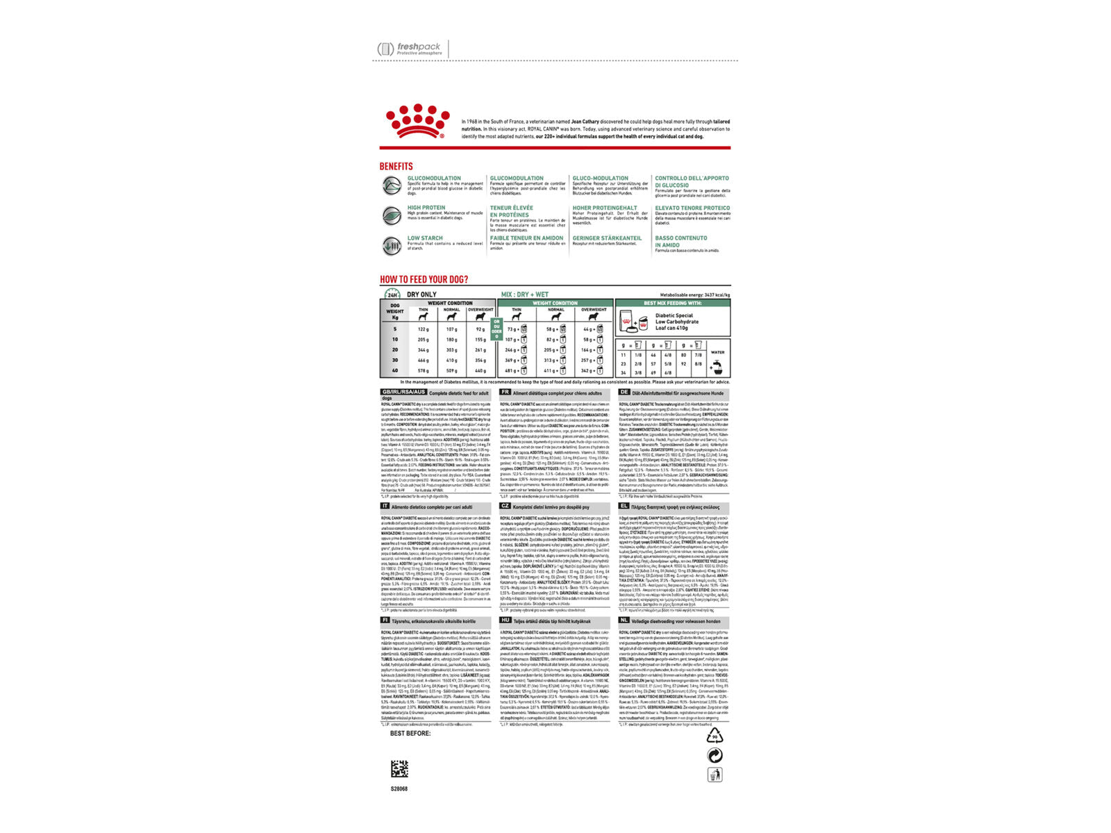 ROYAL CANIN® Veterinary Diet Canine Satiety Diabetic Dog Sausā barība suņiem ar mājputna gaļu diabētu gadījumā, 12kg