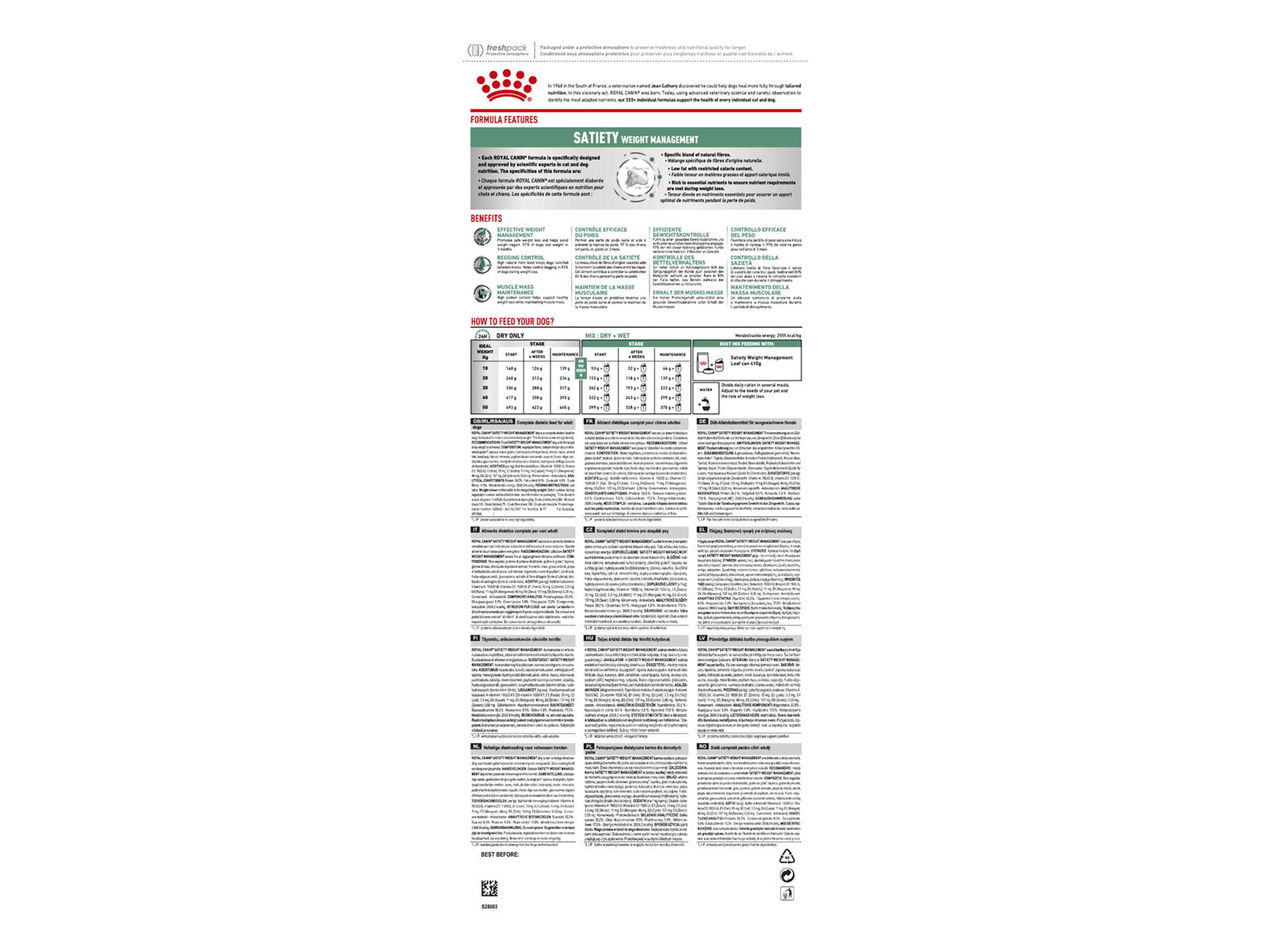 ROYAL CANIN® Veterinary Diet Canine Satiety Weight Management Sausā barība suņiem ar mājputna gaļu svara kontrolei, 1,5kg
