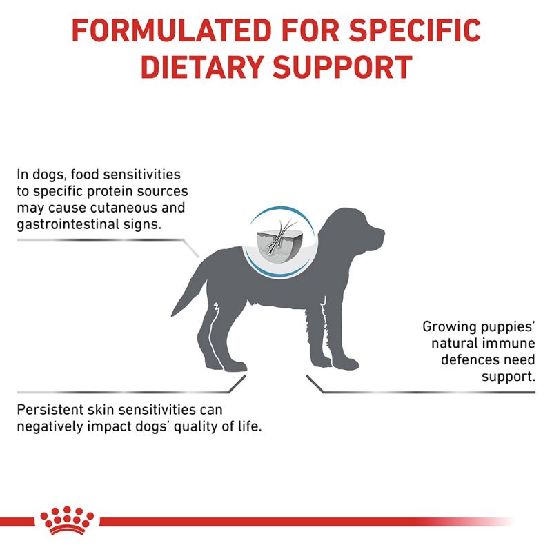 ROYAL CANIN® Veterinary Diet Canine Hypoallergenic Puppy Sausā barība kucēniem ar zivi pret alerģiju, 1,5kg