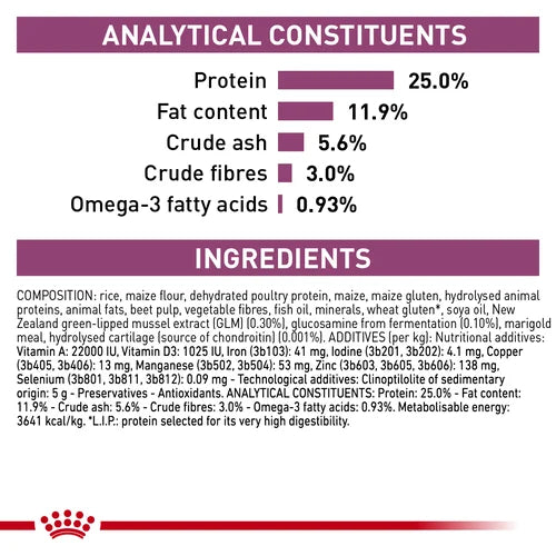 ROYAL CANIN® Veterinary Diet Mobility Support Dog Sausā barība suņiem ar mājputna gaļu locītavu atbalstam, 2kg