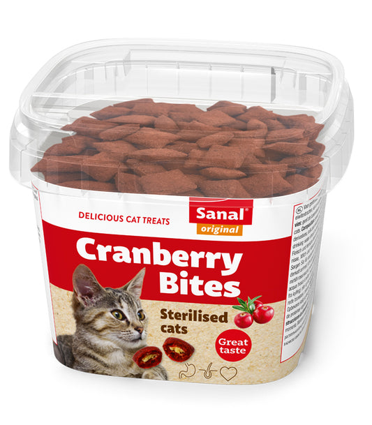 Sanal Cranberry bites, kārumi kaķiem ar dzērvenēm urīnceļu atbalstam,  75g