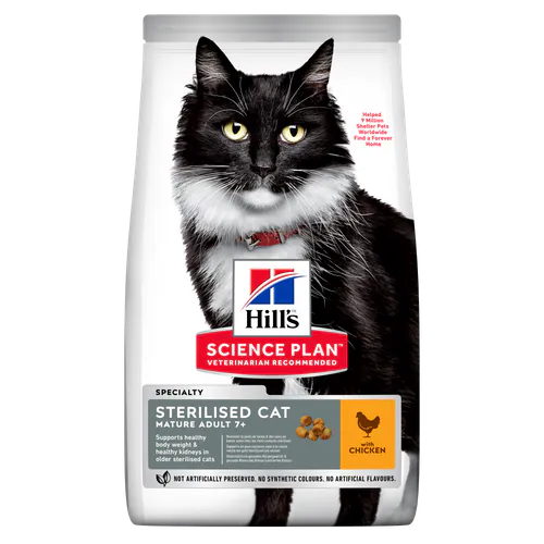 HILL'S SCIENCE PLAN Sterilised Cat Mature Adult Katzen-Trockenfutter mit Huhn, 300 g