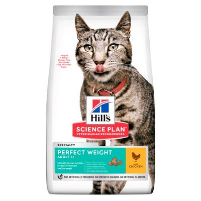 HILL'S SCIENCE PLAN Perfect Weight Trockenfutter für ausgewachsene Katzen mit Huhn, 1,5 kg