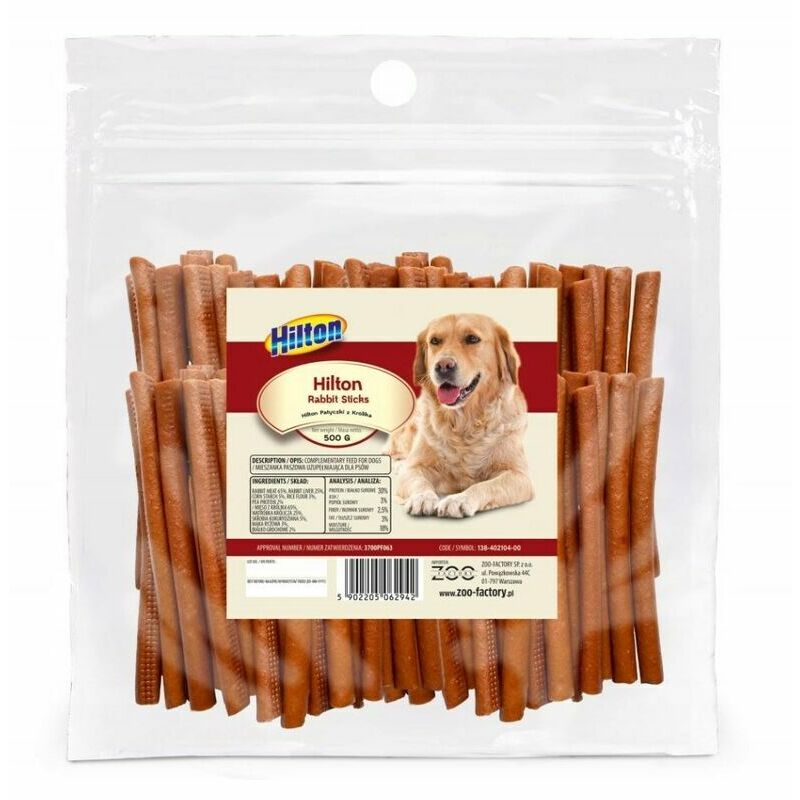 Hilton Rabbit Sticks, Dog Treats, 500g