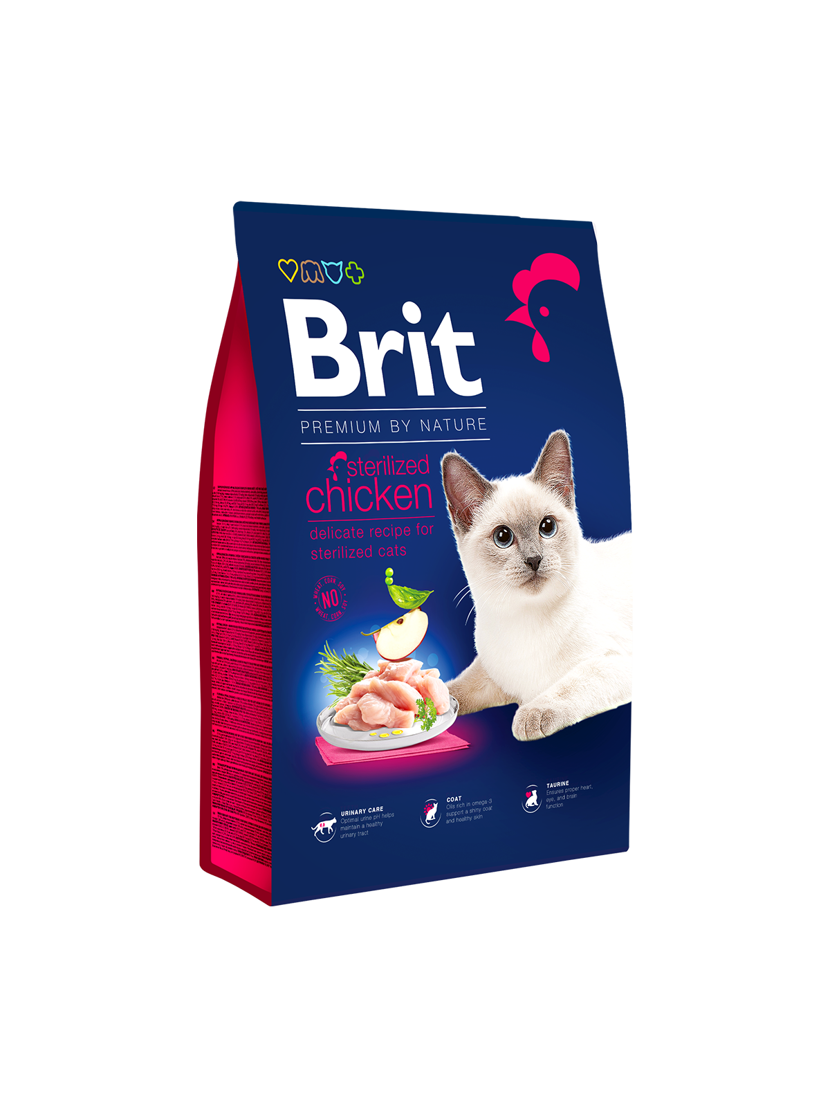 Brit Premium by Nature Cat Sterilisiertes Trockenfutter für ausgewachsene Katzen mit Huhn, 0,3 kg