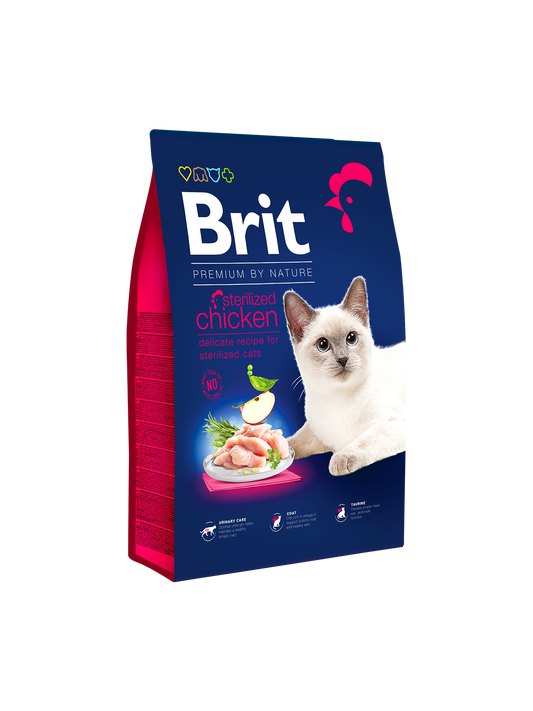 Brit Premium by Nature Cat Sterilized Chicken Sausā barība pieaugušiem, sterilizētiem kaķiem ar vistu, 0,3kg