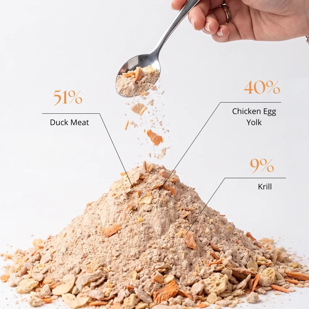Dr Malou Freeze-Dried Food Duck Topper with Egg Yolk & Krill for Dogs and Cats, 100g