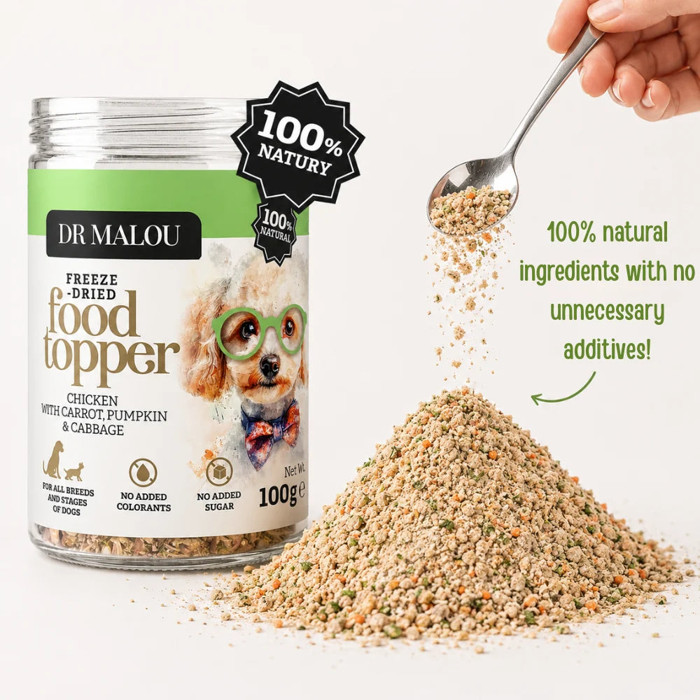 Dr Malou Freeze-Dried Food Chicken Topper with Carrots & Pumpkin for Dogs, 100g