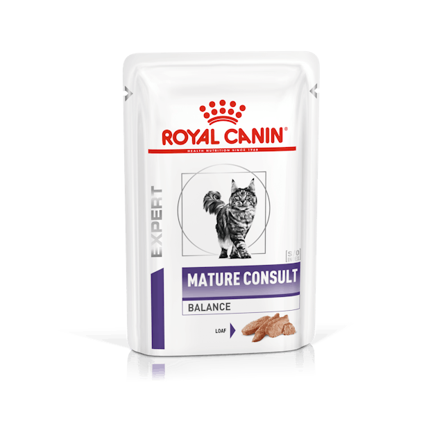 ROYAL CANIN® Veterinary Cat Mature Consult Balance Loaf Mitrā barība kaķiem vitalitātei, 85g