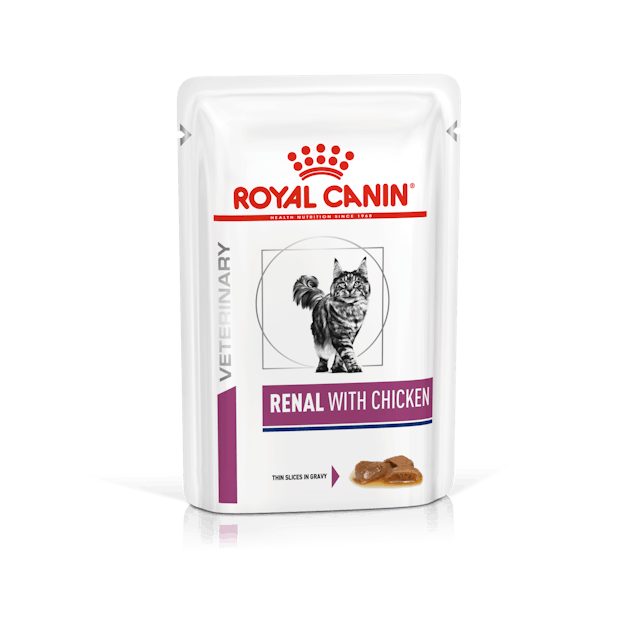 ROYAL CANIN® Veterinary Renal With Chicken Thin Slices In Gravy Mitrā barība kaķiem nieru atbalstam, 85g
