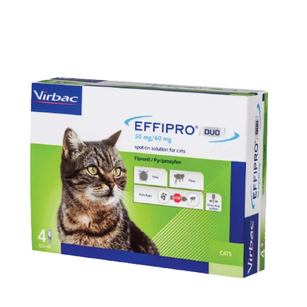 Virbac Effipro Duo® Contre Puces et Tiques Pour Chat 50mg/60 mg N4
