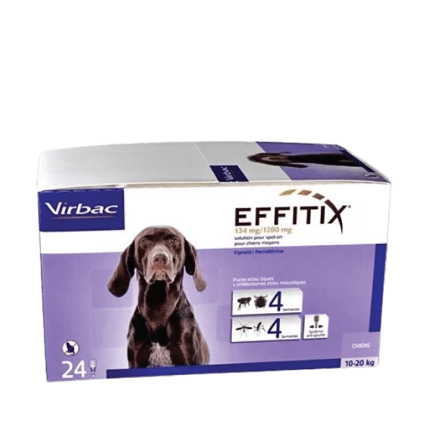 Virbac Effitix® Contre Puces et Tiques Pour Chien 10-20kg 134/1200 mg N4