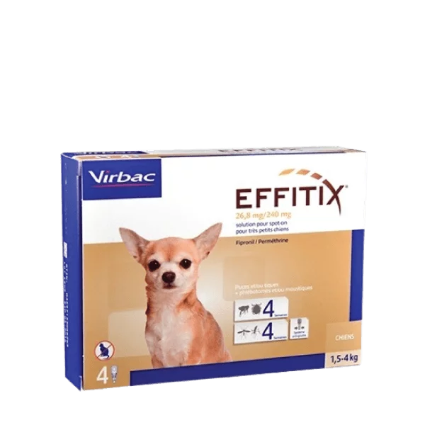Virbac Effitix® Against Fleas and Tick For Dogs 1,5-4kg 26.8/240 mg N4