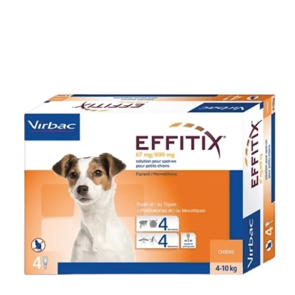 Virbac Effitix® Contre Puces et Tiques Pour Chien (4-10 kg) 67mg/600mg mg N4