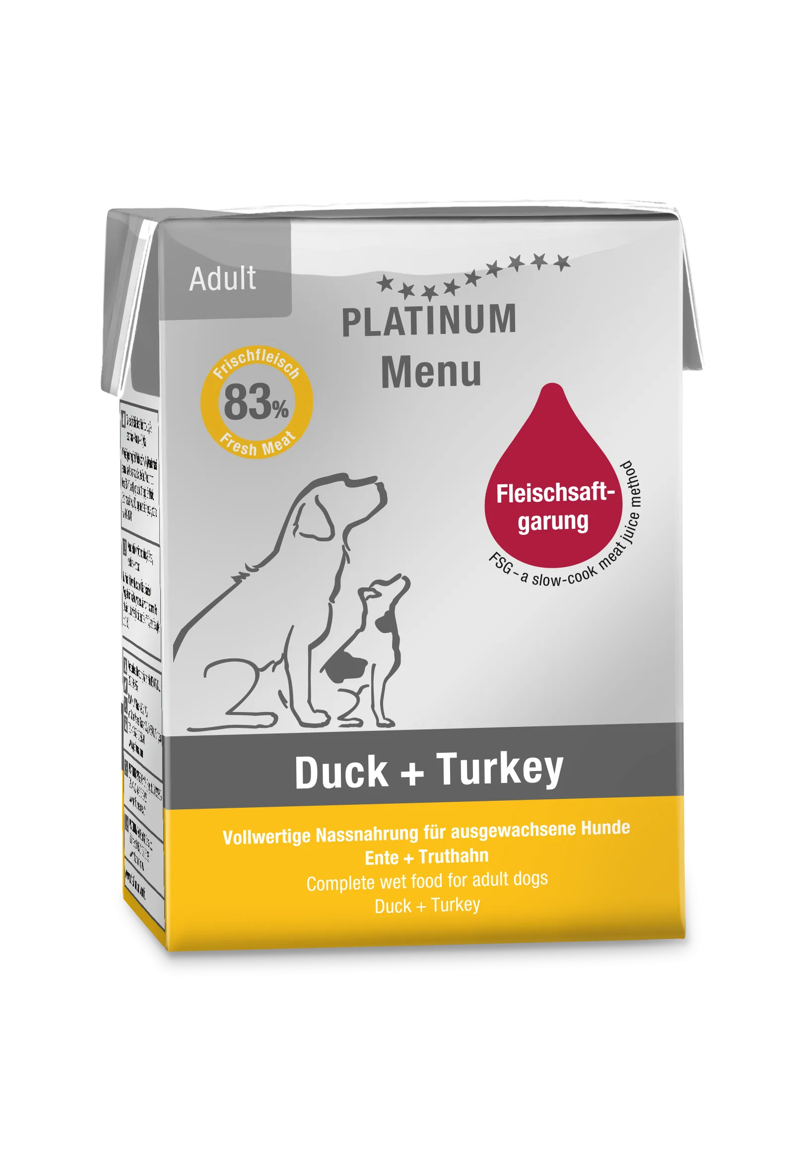 Platinum Menu Nourriture humide pour chiens au canard et à la dinde, 375 g