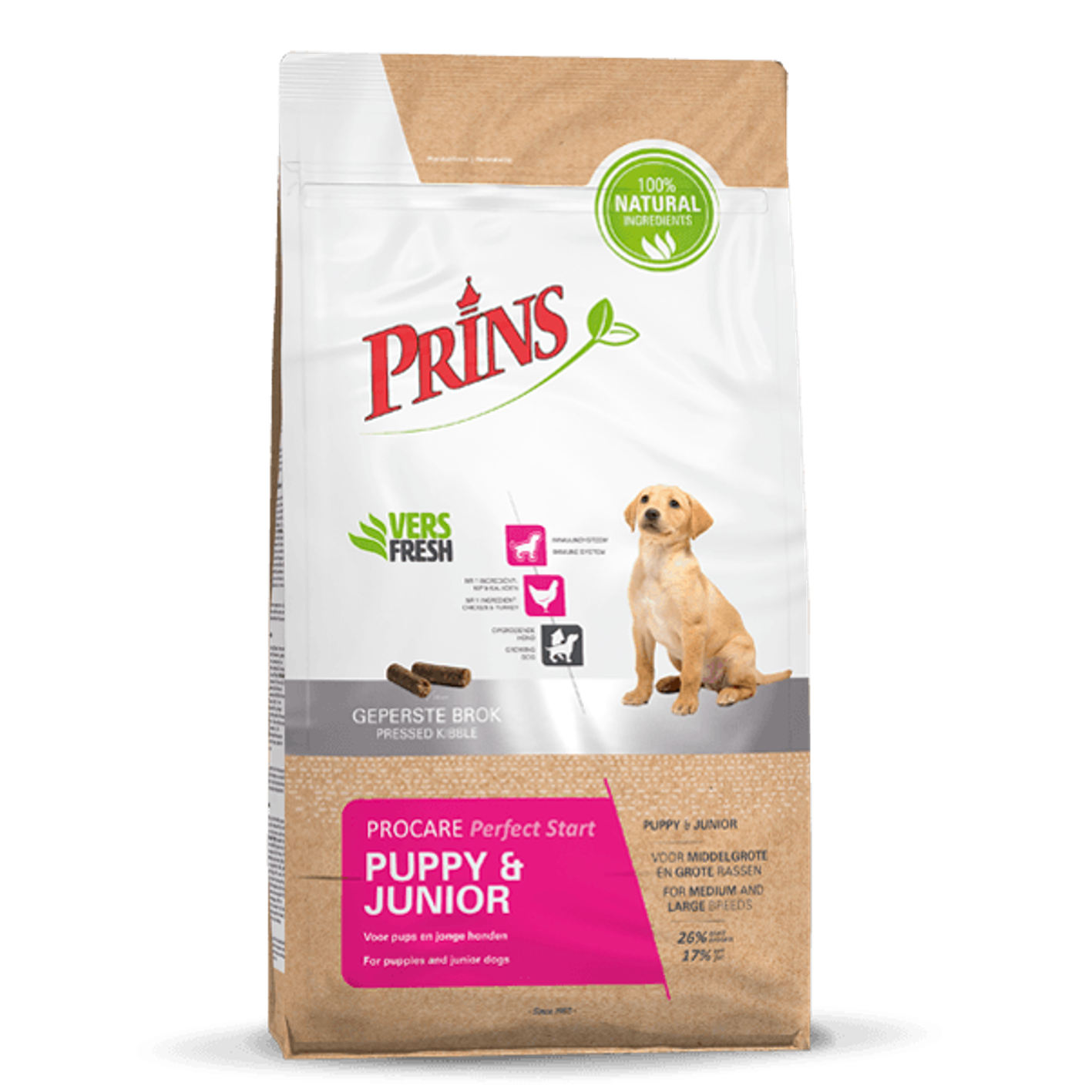 Prins PUPPY&JUNIOR Perfect Start (Uni), Dry Puppy Food With Chicken, 20kg