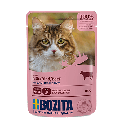 Bozita Adult Cat Beef - Morceaux en sauce, nourriture humide pour chat, 85 g