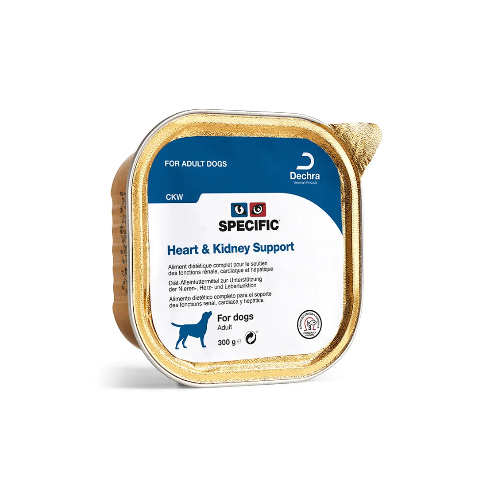 SPECIFIC™ Dog CKW Heart & Kidney Support, mitrā barība suņiem nieru un aknu problēmām ar zivi, 300 g