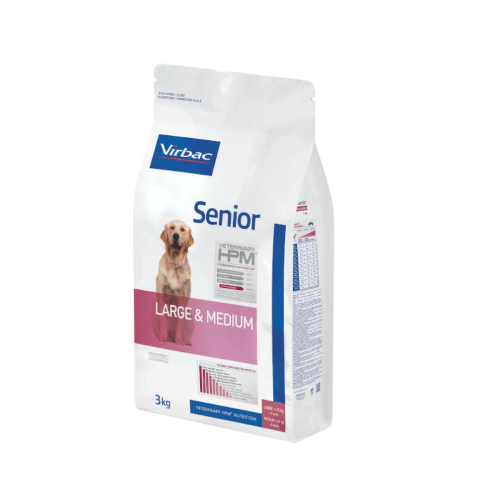 Virbac HPM Senior Dog Large & Medium Trockenfutter für Hunde mit Schweinefleisch, 3 kg