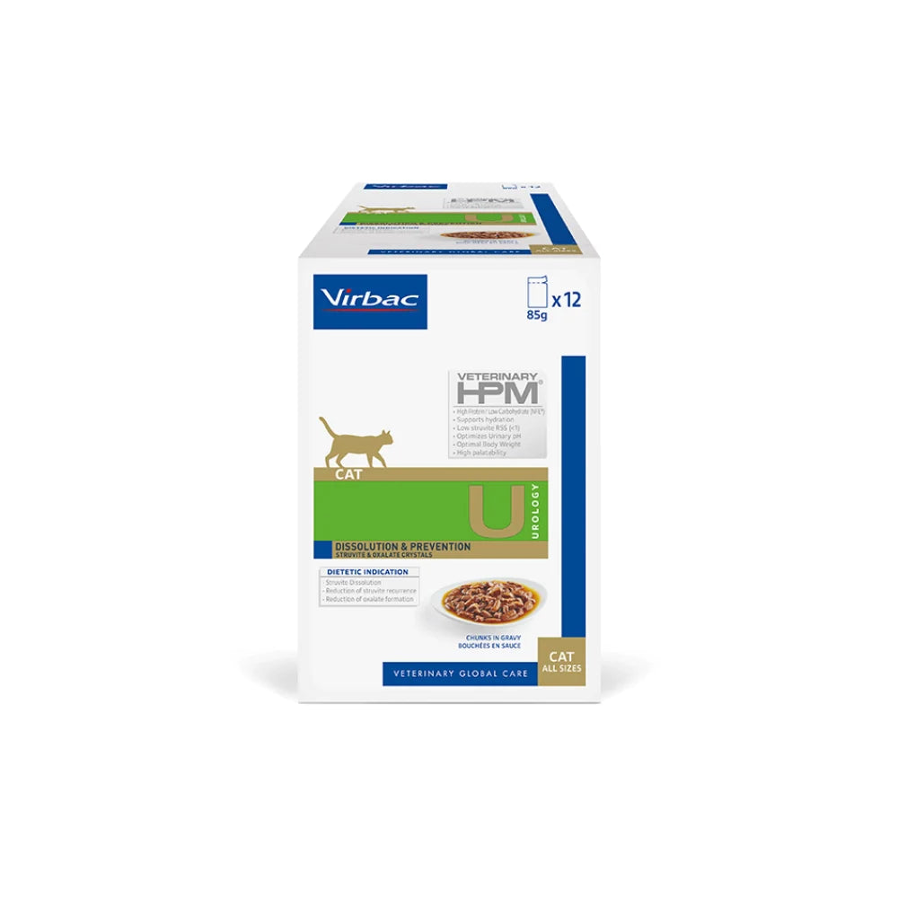 Virbac HPM Cat Urology Dissolution & Prevention Sachets Nourriture humide pour chat au poulet, 85 g