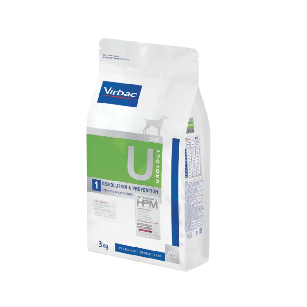 Virbac Diet Dog U1 Urology Dissolution Prevention Trockenfutter für Hunde mit Schweinefleisch, 3 kg