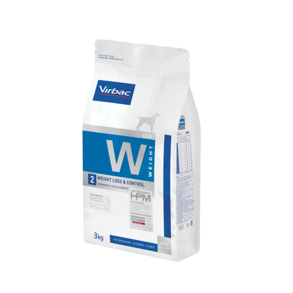 Virbac HPM Dog W2 Weight Loss & Control Trockenfutter für Hunde mit Schweinefleisch, 3 kg