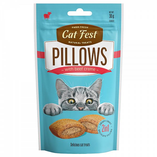 CatFest Spilventiņi ar liellopu gaļas krēmu kaķiem, 30g.