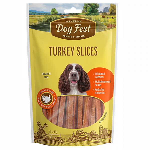 Dogfest Tītara gaļas strēmeles, pieaugušajiem suņiem, 90g.