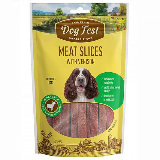 Dogfest Slices With Venison Treats For All Dogs, 90g.