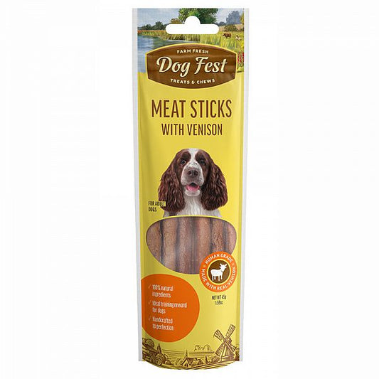 Dogfest Meat Sticks With Vension Treats For All Dogs, 45g.