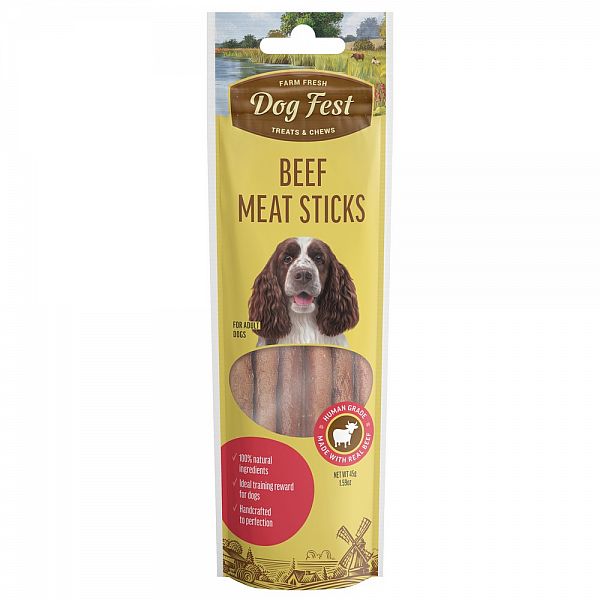 Dogfest Palitos De Carne De Res Para Perros Adultos, 45 G