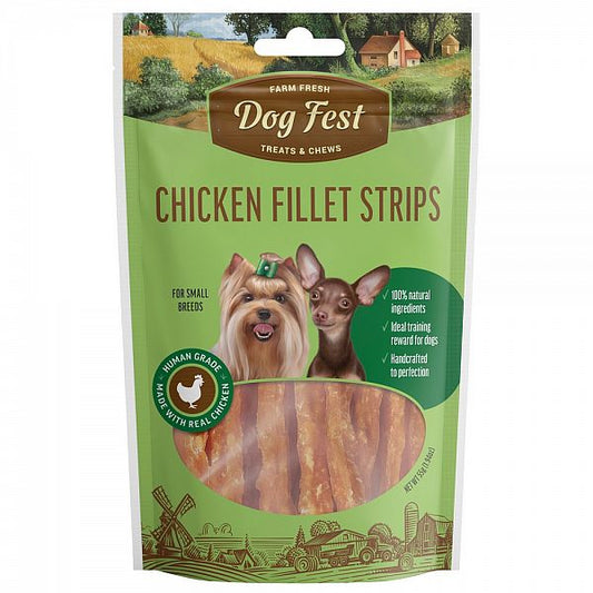 Dogfest Chicken Fillet Strips For Small Breeds, 55g.