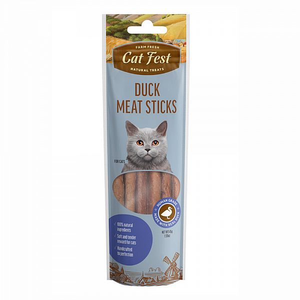 Cat Fest Palitos de carne de pato para gato, golosinas para gato, sin cereales, 45 g